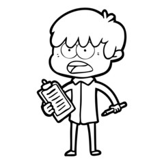 worried cartoon boy