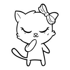 cute cartoon cat with bow