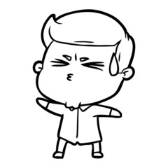 cartoon man sweating