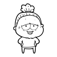 cartoon happy old lady