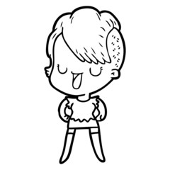 cute cartoon girl with hipster haircut