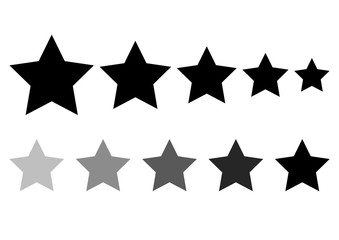 Set of black stars for rating, isolated icons. Vector illustration