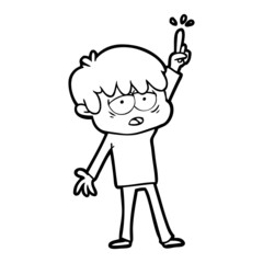 cartoon exhausted boy
