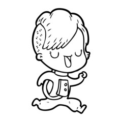 cartoon astronaut girl with hipster hair