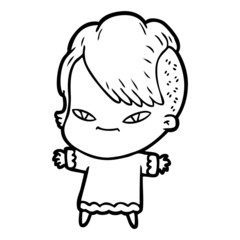 Obraz premium cute cartoon girl with hipster haircut