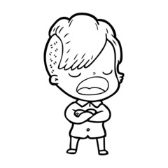 cartoon cool hipster girl talking