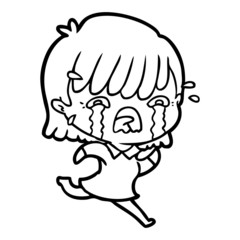 Fototapeta premium cartoon girl crying
