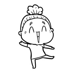 cartoon happy old lady