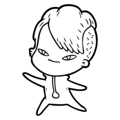 cute cartoon girl with hipster haircut