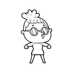 Obraz na płótnie Canvas cartoon woman wearing glasses