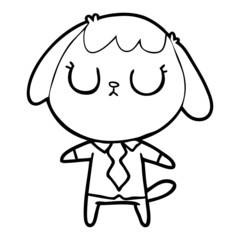 cute cartoon dog wearing office shirt