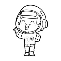 happy cartoon astronaut