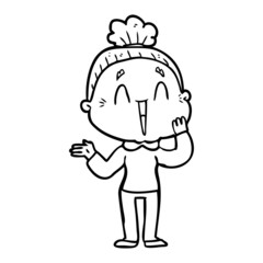 cartoon happy old lady