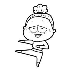 cartoon happy old lady