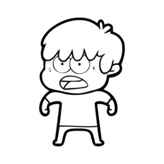 worried cartoon boy