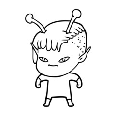cute cartoon alien girl