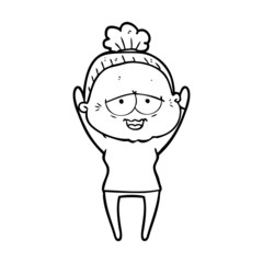 cartoon happy old lady