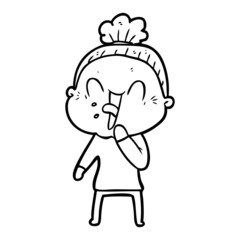 cartoon happy old woman