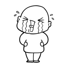 cartoon crying bald man