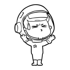 cartoon stressed astronaut