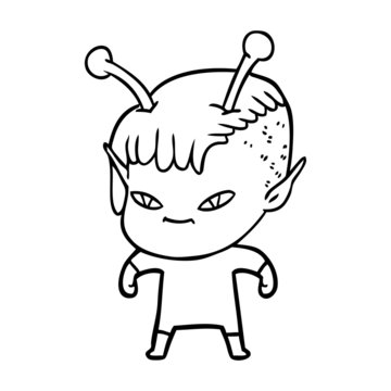 cute cartoon alien girl