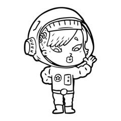 cartoon astronaut woman