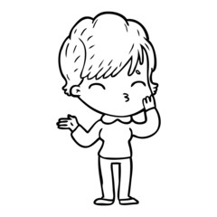 cartoon woman thinking