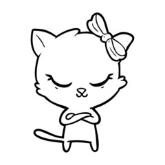 cute cartoon cat with bow