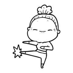 cartoon peaceful old woman
