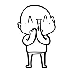 happy cartoon bald man