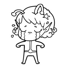 cartoon crying alien girl