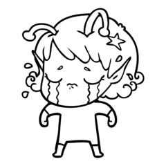 cartoon crying alien girl