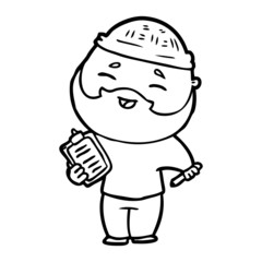 cartoon happy bearded man