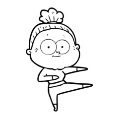 cartoon happy old woman