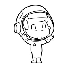 happy cartoon astronaut man