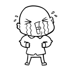 cartoon crying bald man