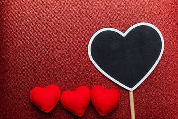 red heart in red background of valentine day concept and love concept. copy space for text.