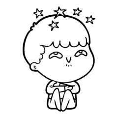 cartoon amazed boy