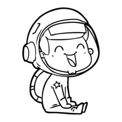 happy cartoon astronaut
