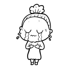cartoon crying old lady