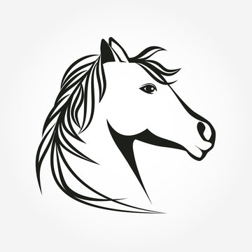 Horse head icon vector. Stylized horse portrait emblem illustration.