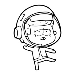 cartoon tired astronaut
