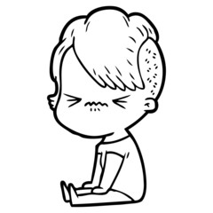 cartoon annoyed hipster girl