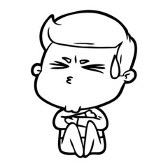 cartoon man sweating