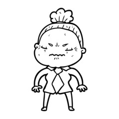 cartoon annoyed old lady