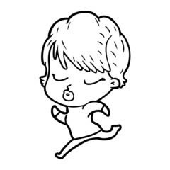 cartoon woman with eyes shut