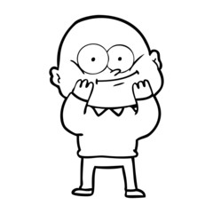 cartoon bald man staring