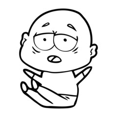 cartoon tired bald man