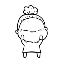 cartoon peaceful old woman