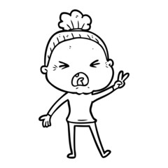 cartoon angry old woman
